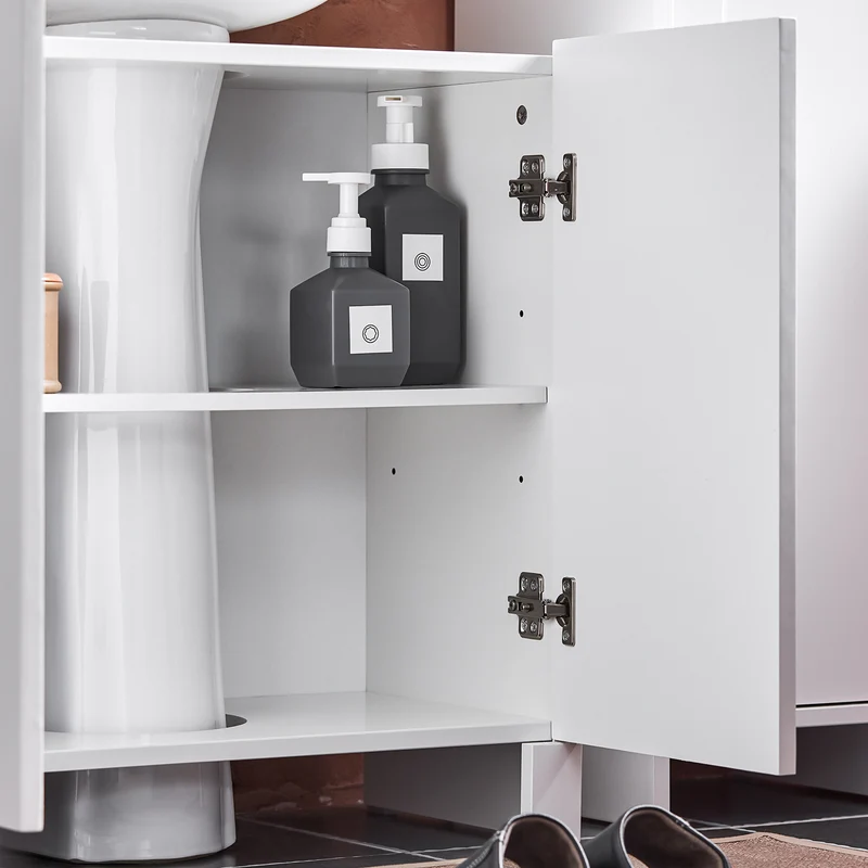 SoBuy BZR164-W Meuble sous-Lavabo, Meuble sous-Vasque à 2 étages réglable et 2 Portes de Salle de Bain