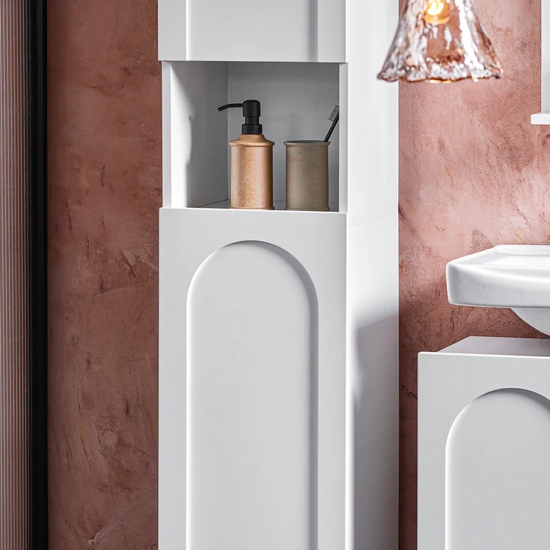SoBuy BZR163-W Meuble Colonne, Armoire Haute de Salle de Bain Étroit avec 2 Portes Étagères Réglables