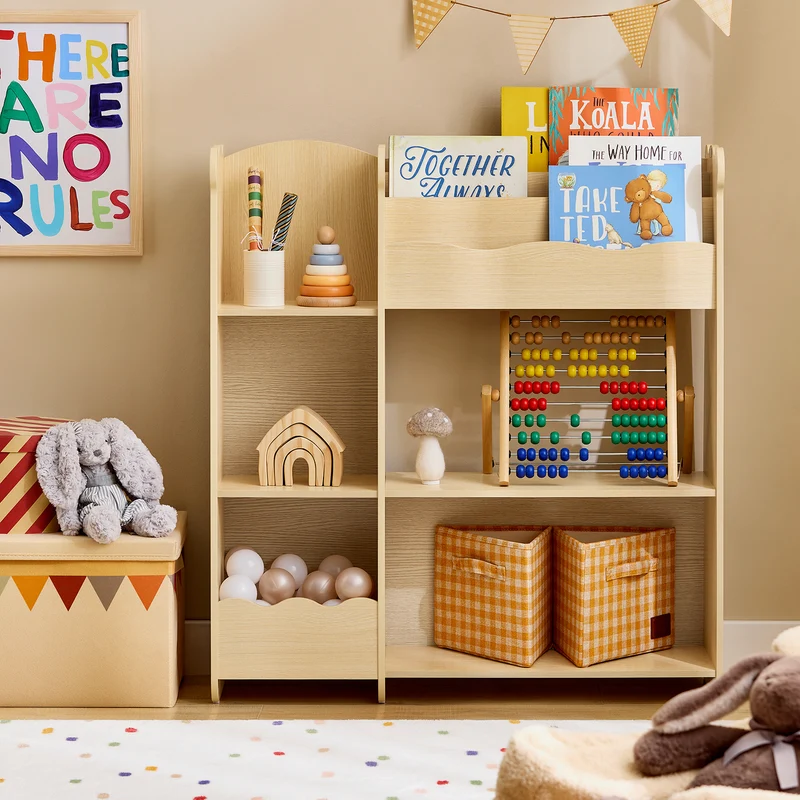SoBuy KMB101-N Étagère de Rangement pour Enfants, Meuble Rangement pour Livres et Jouets, Bibliothèque Organisateur pour Chambre d'Enfants, Salle de Jeux, Salon, 91x30x100 cm