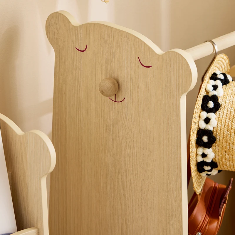 SoBuy KMB102-N Portant à vêtements Enfant, Penderie pour Enfants, Garde-Robe Enfants, Portant Vêtements Chambre Enfant en Forme d'ours