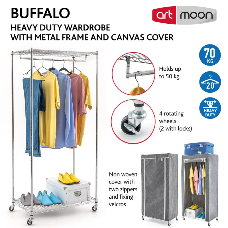 Armoire mobile avec housse grise – art moon Buffalo