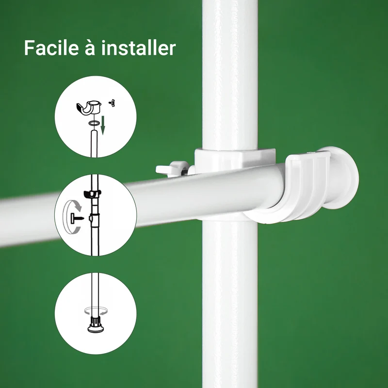 SoBuy KLS12-DG Paravent Séparateur de Pièces Rideau Télescopique Réglable en Hauteur Rideau Occultant Isolant Thermique Draperies à Oeillets