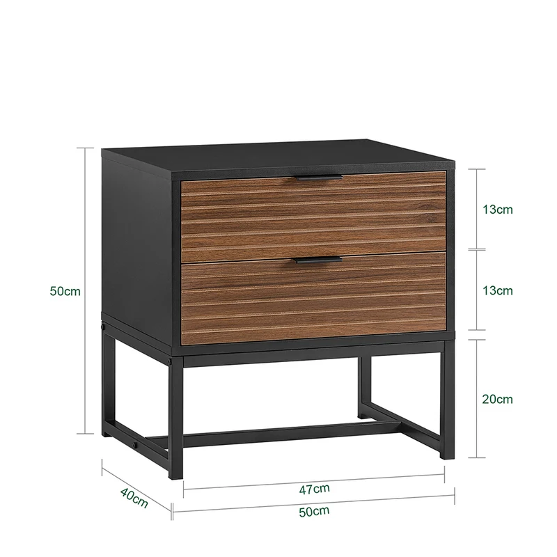 SoBuy FBT156-BR Bout de Canapé, Table de Chevet, Table de Nuit, Table d'Appoint avec 2 Tiroirs