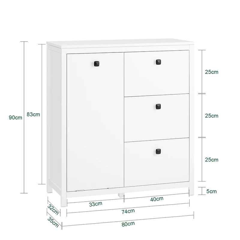 SoBuy BZR97-W Armoire à Linge avec Sac à Linge, Meuble Bas de Salle de Bain Armoire Toilette