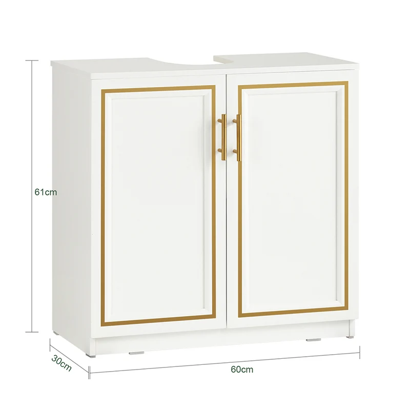 SoBuy BZR86-W Meuble sous-Lavabo, Meuble sous-Vasque à 2 Portes, Meuble sous Évier, Salle de Bain, Placard de Rangement