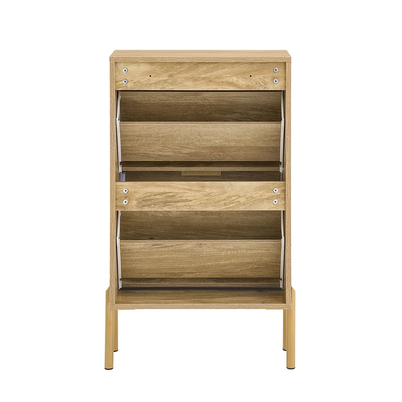 SoBuy FSR181-G Meuble à Chaussures Design Élégant 2 Abattants – Déco Entrée Moderne – Doré