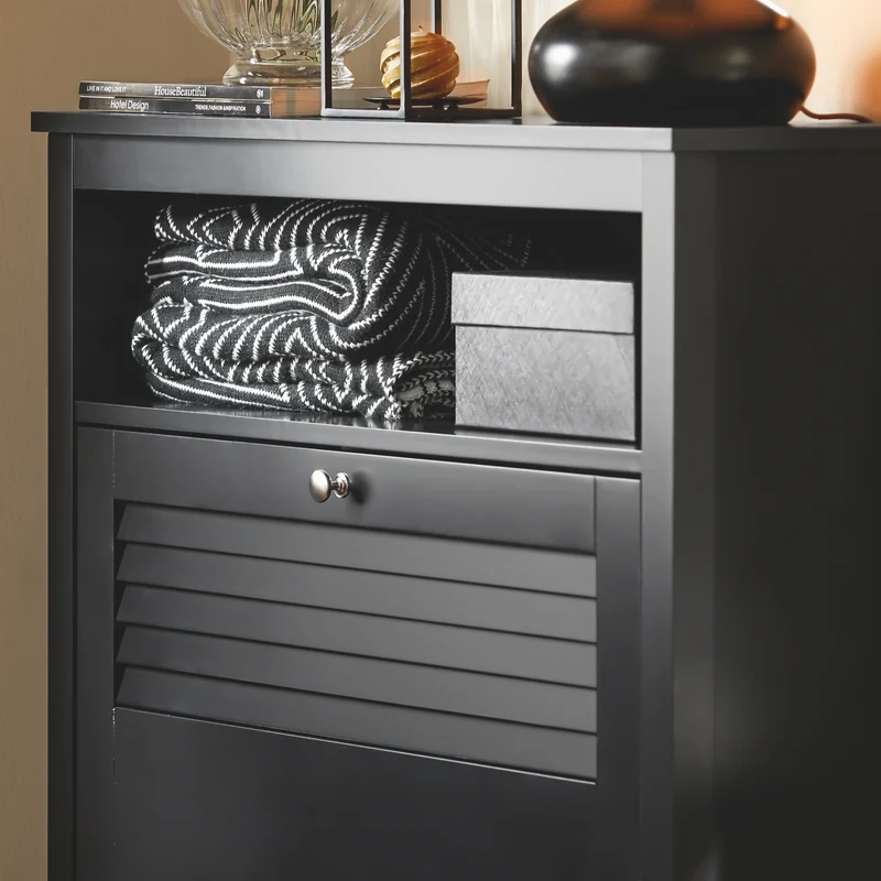 SoBuy FSR152-SCH Meuble à Chaussures à Abattants 2 Niveaux – Rangement Discret pour Entrée – 80x25x108 cm Noir
