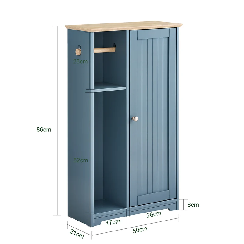 SoBuy BZR189-HG Meuble de Rangement Salle de Bain Armoire Porte-Papier Toilette Porte Brosse WC avec 1 Porte