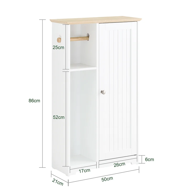 SoBuy BZR189-W Meuble de Rangement Salle de Bain Armoire Porte-Papier Toilette Porte Brosse WC avec 1 Porte