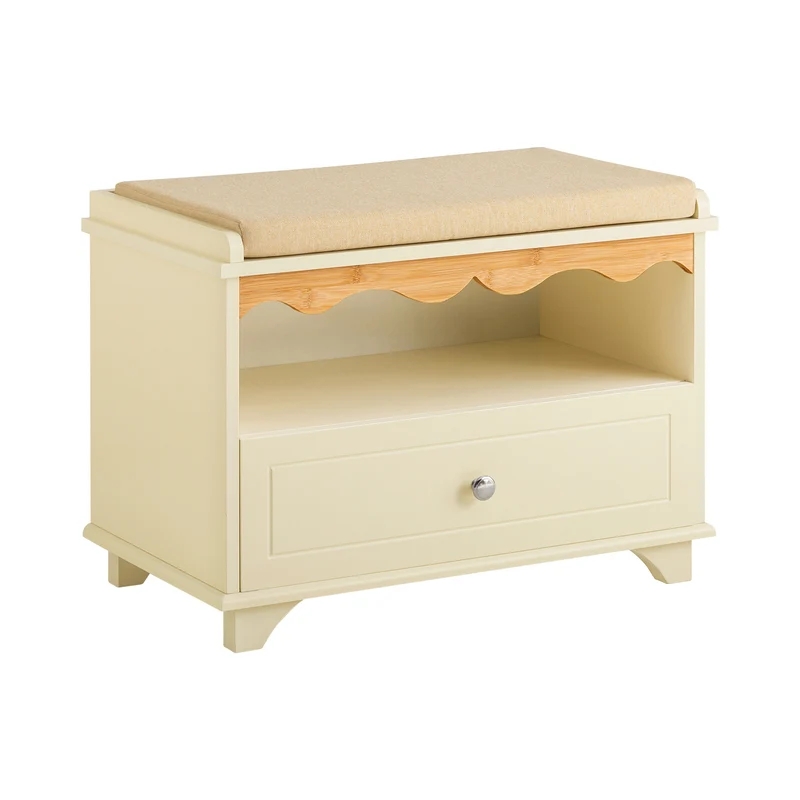 SoBuy FSR123-MI Banc de Rangement, Meuble d'entrée, Banc à Chaussures, Rembourré, 1 Compartiment et 1 Tiroir