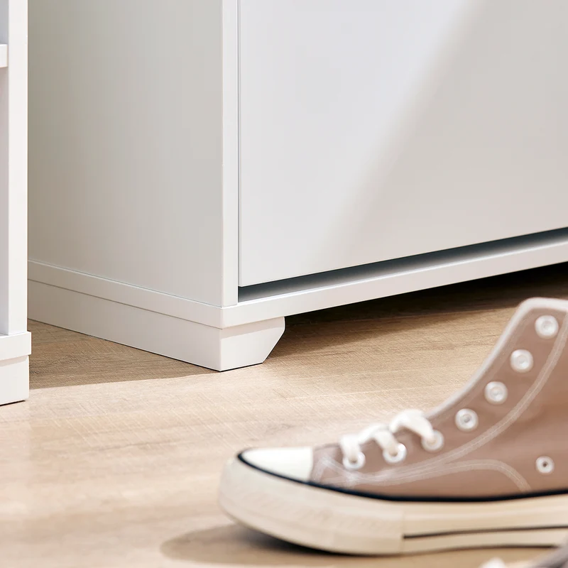 SoBuy FSR111-W Armoire à Chaussures 2 Abattants, 2 Compartiments Ouverts et 1 Porte pour Entrée Couloir, Blanc