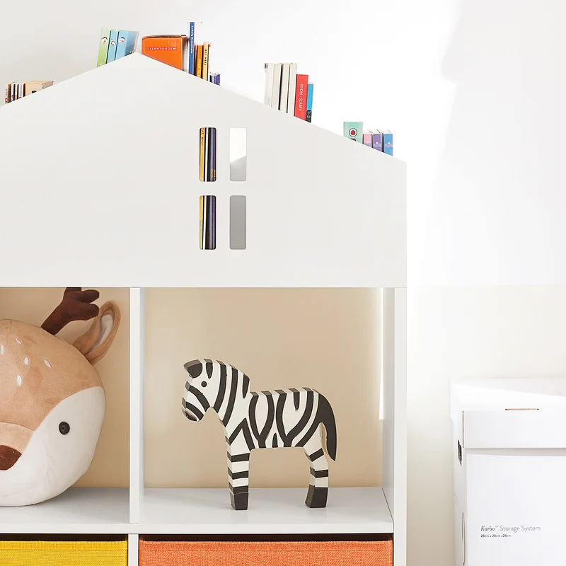 SoBuy KMB49-W Meuble de Rangement pour Livres et Jouets pour Enfant, Mini Bibliothèque en Forme de Maison