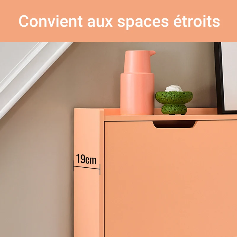 SoBuy FSR100-RS Meuble à Chaussures Design Élégant 4 Abattants – Déco Entrée Moderne – 100x19x91 cm Rosé