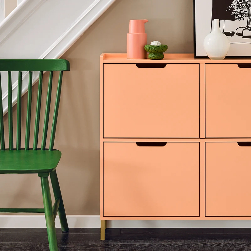 SoBuy FSR100-RS Meuble à Chaussures Design Élégant 4 Abattants – Déco Entrée Moderne – 100x19x91 cm Rosé