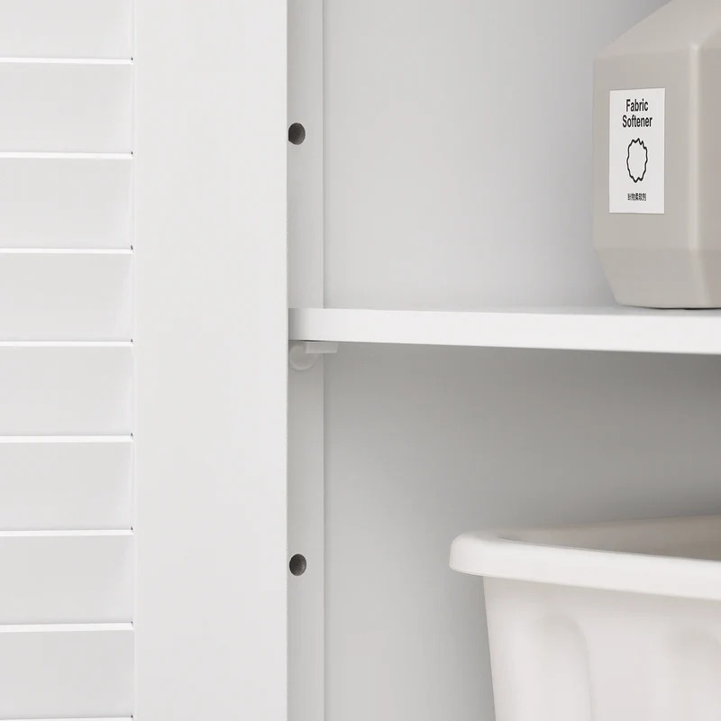 SoBuy FRG238-WN Meuble Bas Salle de Bain avec Étagère Réglable, 1 Tiroir et 2 Portes, pour Salle de Bain et WC, Compact – L60×P35×H87 cm, Blanc et Naturel