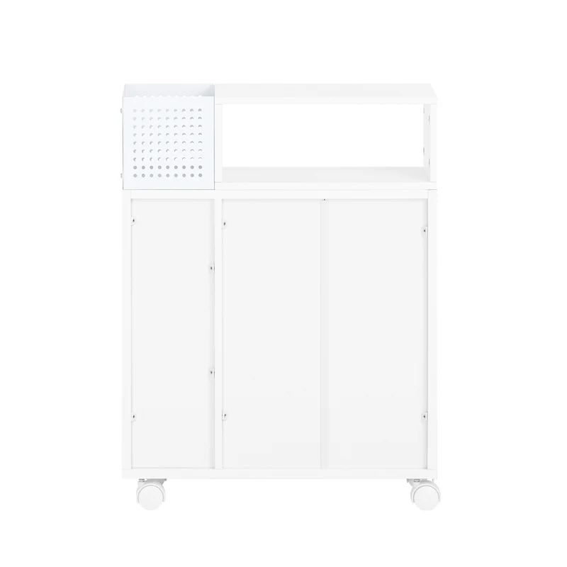 SoBuy BZR176-W Armoire Toilettes WC Support Papier Toilette, Armoire de Salle de Bain sur Roulettes, 2 Compartiments Ouverts