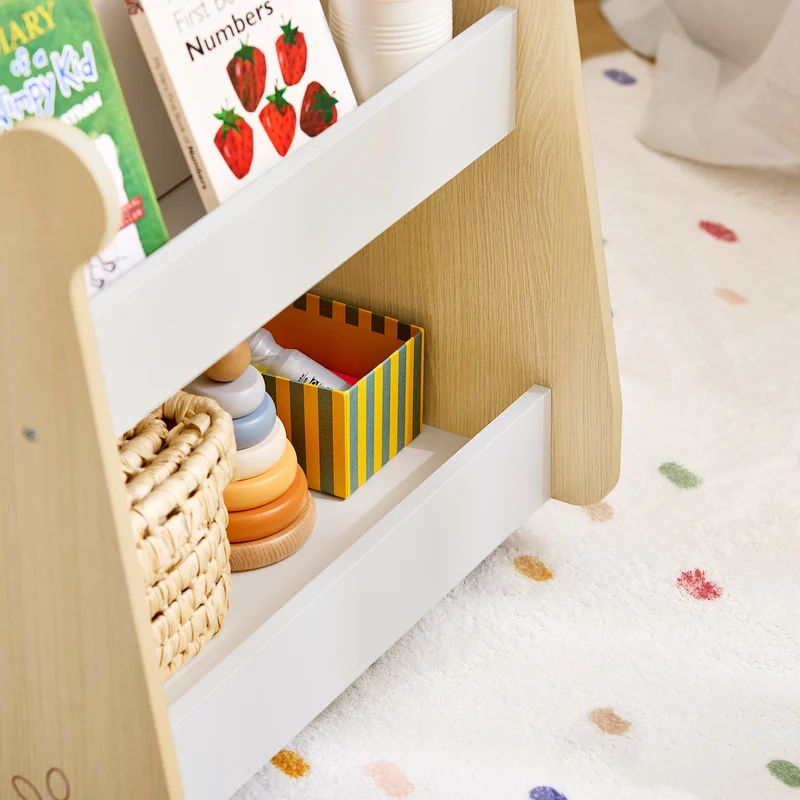 SoBuy KMB103-WN Étagère à Livres pour Enfant, Étagère à Jouets, Bibliothèque à roulettes pour Chambre d'enfant et Salle de Jeux