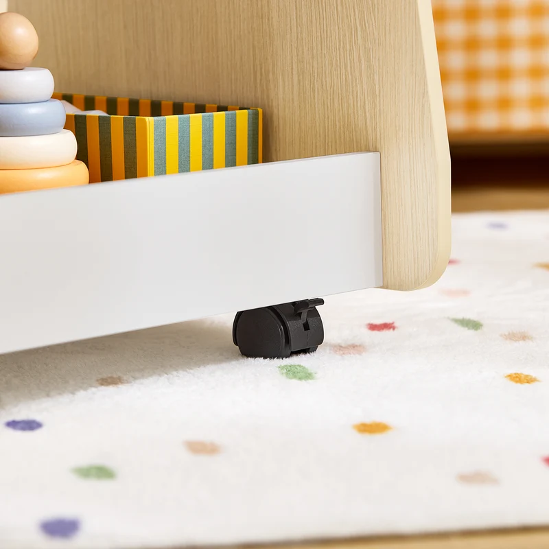 SoBuy KMB103-WN Étagère à Livres pour Enfant, Étagère à Jouets, Bibliothèque à roulettes pour Chambre d'enfant et Salle de Jeux