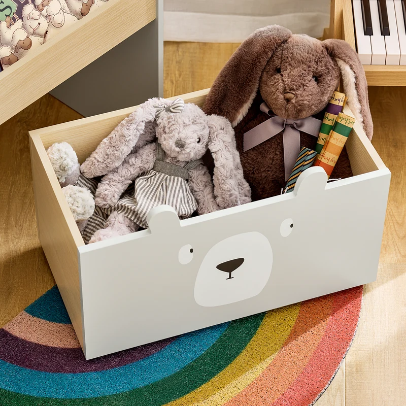 SoBuy KMB104-HG Bibliothèque Enfant, Étagère à Livres, Étagère de Rangement Jouets pour Enfants, Porte-revues avec Boître Roulante et 3 Étagères, Blanc et Gris, L51xP28xH70 cm