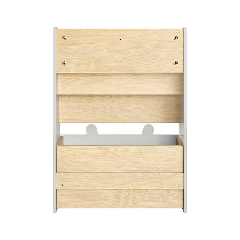 SoBuy KMB104-HG Bibliothèque Enfant, Étagère à Livres, Étagère de Rangement Jouets pour Enfants, Porte-revues avec Boître Roulante et 3 Étagères, Blanc et Gris, L51xP28xH70 cm
