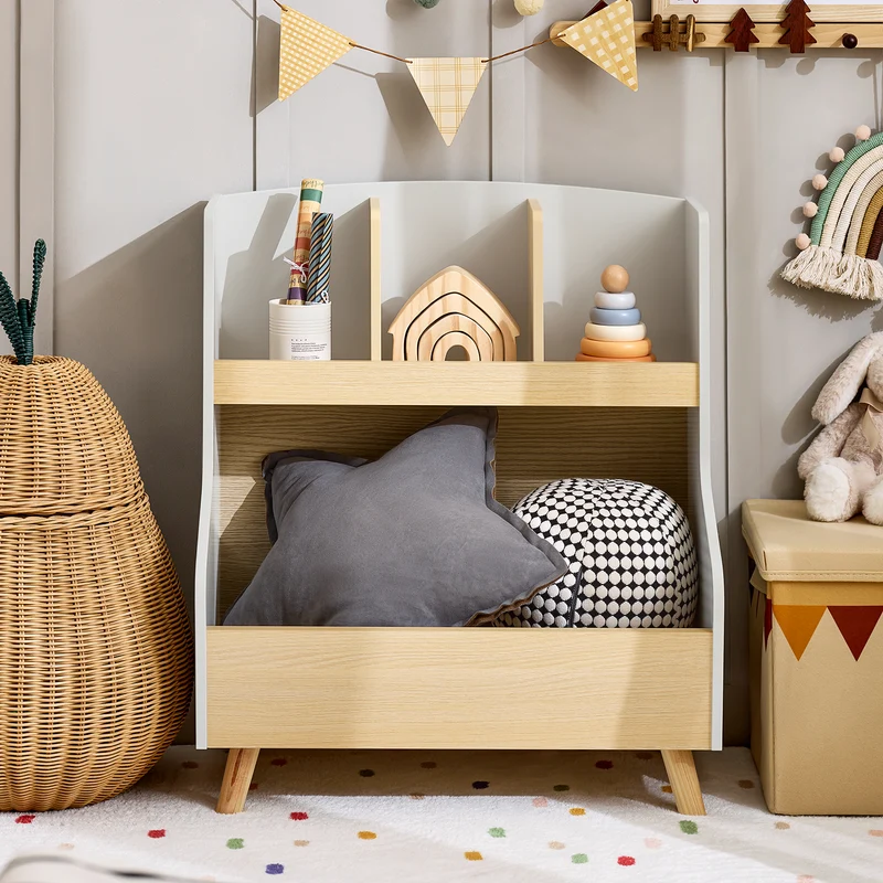 SoBuy KMB105-HG Bibliothèque Enfant Étagère de Rangement Jouets pour Enfants Étagère à Livres pour Garçon, Fille