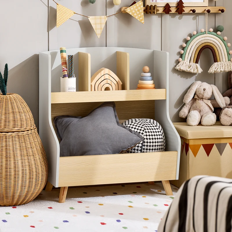 SoBuy KMB105-HG Bibliothèque Enfant Étagère de Rangement Jouets pour Enfants Étagère à Livres pour Garçon, Fille