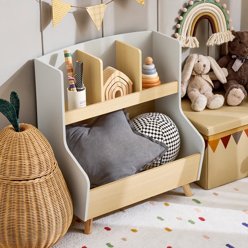 SoBuy KMB105-HG Bibliothèque Enfant Étagère de Rangement Jouets pour Enfants Étagère à Livres pour Garçon, Fille