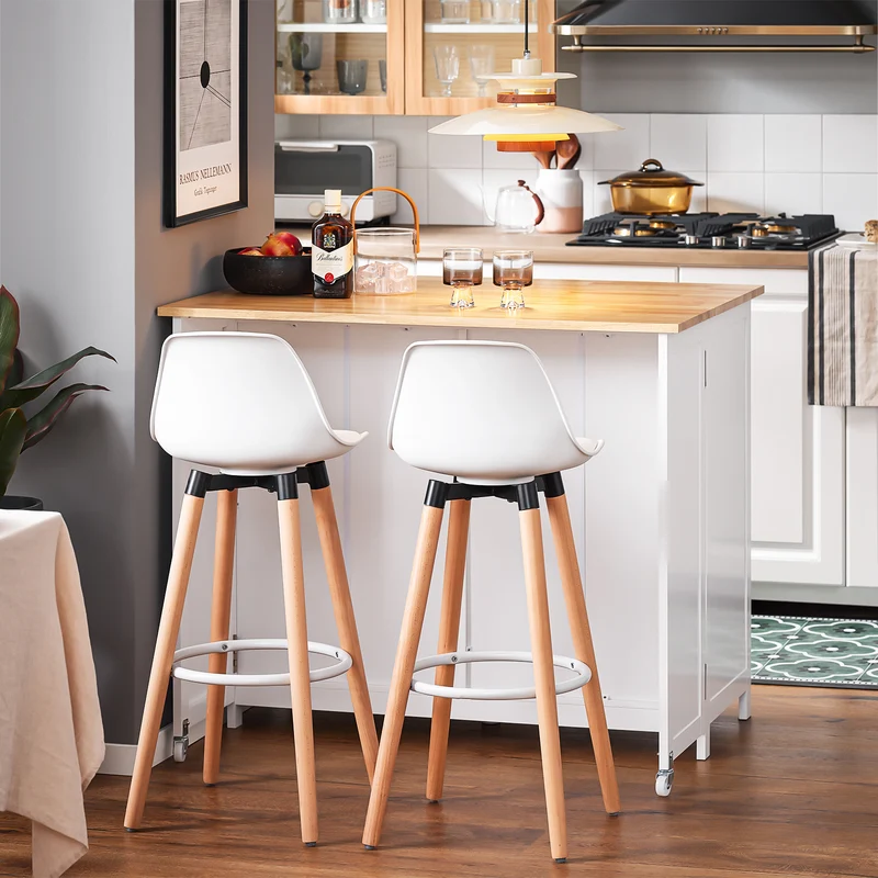 SoBuy KNL10-WN îlot Central de Cuisine Buffet de Rangement Mange-Debout avec Plans de Travail Rabattable 2 armoires 4 Portes
