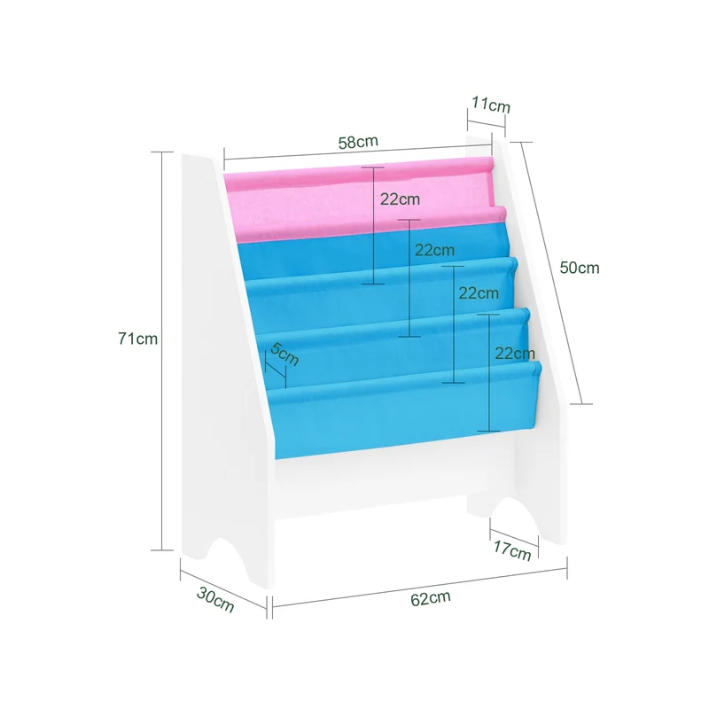 SoBuy FRG225-F Bibliothèque Étagère à Livres pour Enfants Porte-revues 4 Compartiments, 62x30x71cm