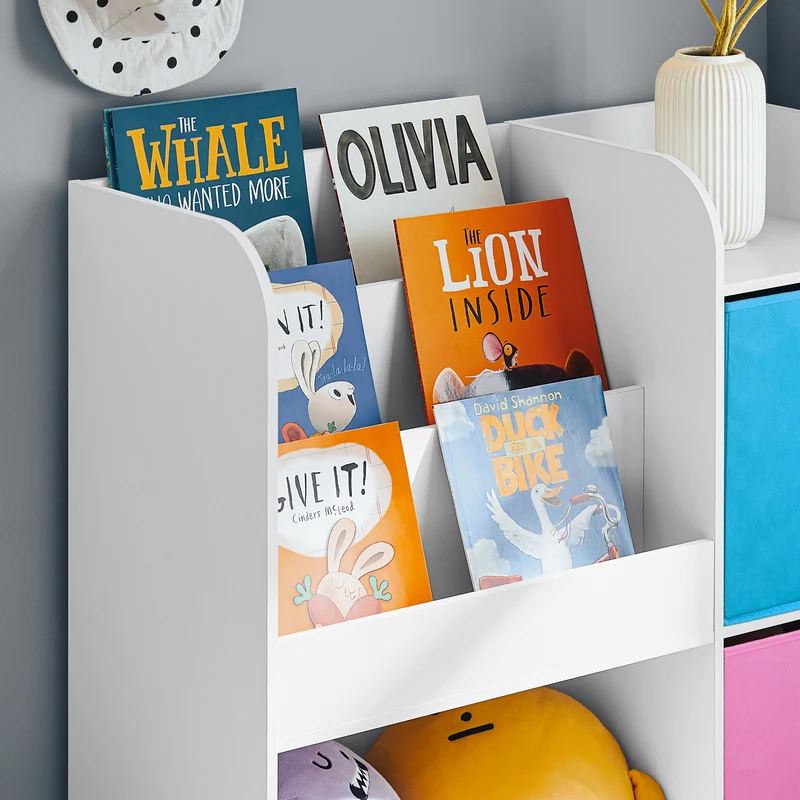 SoBuy KMB37-F Étagère de Rangement pour Livres et Jouets Étagère à Livres Meuble de Rangement Multifonctionnel avec 2 Paniers