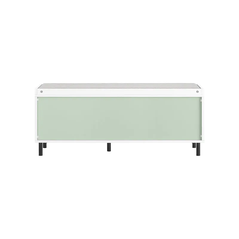 SoBuy FSR158-GR Banc de Rangement, Banc à Chaussures, Meuble Chaussures, Meuble Bas Entrée sur Pieds en métal avec coussin rembourré
