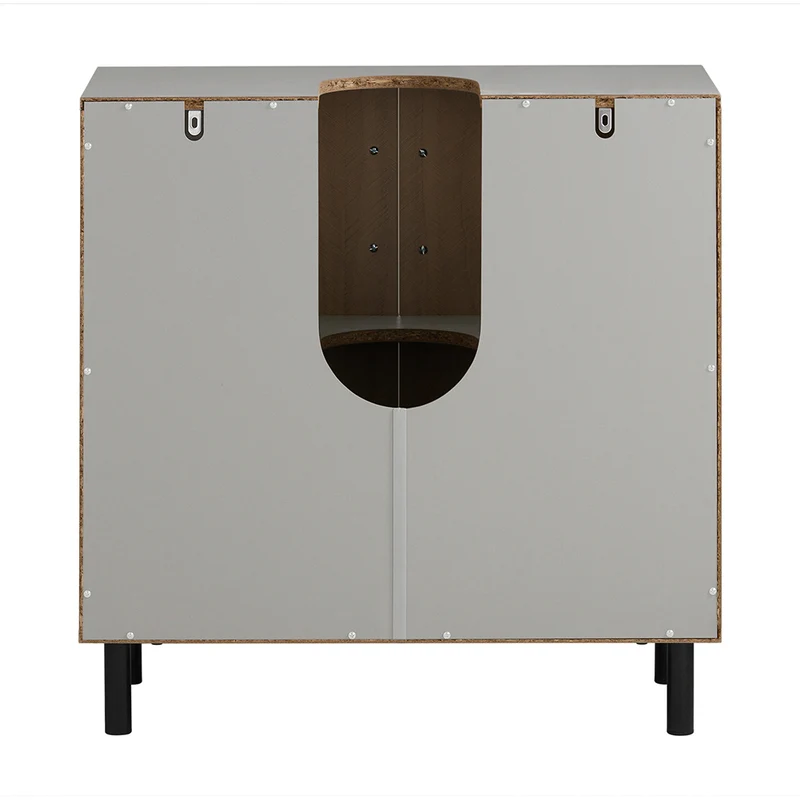 SoBuy BZR133-NG Meuble sous Lavabo, Meuble sous Vasque, Meuble Salle de Bain avec 2 Portes et 2 Étages, Placard de Rangement