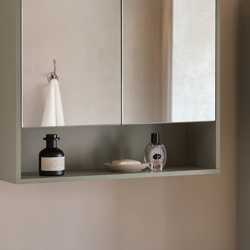 SoBuy BZR134-NG Armoire Murale de Salle de Bain avec Miroir, Meuble de Toilette Suspendue Placard de Rangement