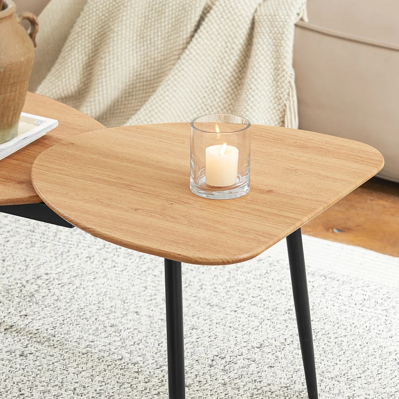 SoBuy FBT127-N Table Basse Table de Salon, Meuble de Salon Design, Structure en métal avec 2 Plateaux