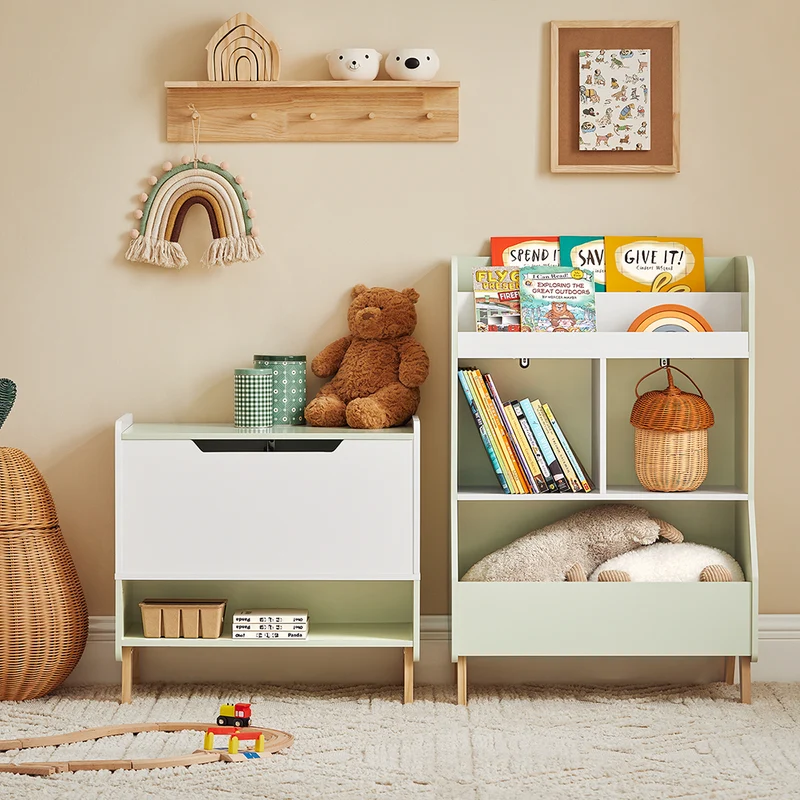 SoBuy KMB90-GR Bibliothèque avec 2 Étagères et 3 Compartiments Ouverts, pour Salon et Chambre, Rangement Optimisé, Design Fonctionnel – L60×P36×H89 cm, Vert