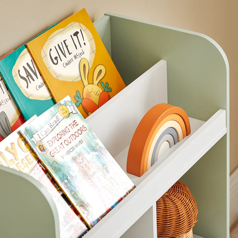 SoBuy KMB90-GR Bibliothèque avec 2 Étagères et 3 Compartiments Ouverts, pour Salon et Chambre, Rangement Optimisé, Design Fonctionnel – L60×P36×H89 cm, Vert