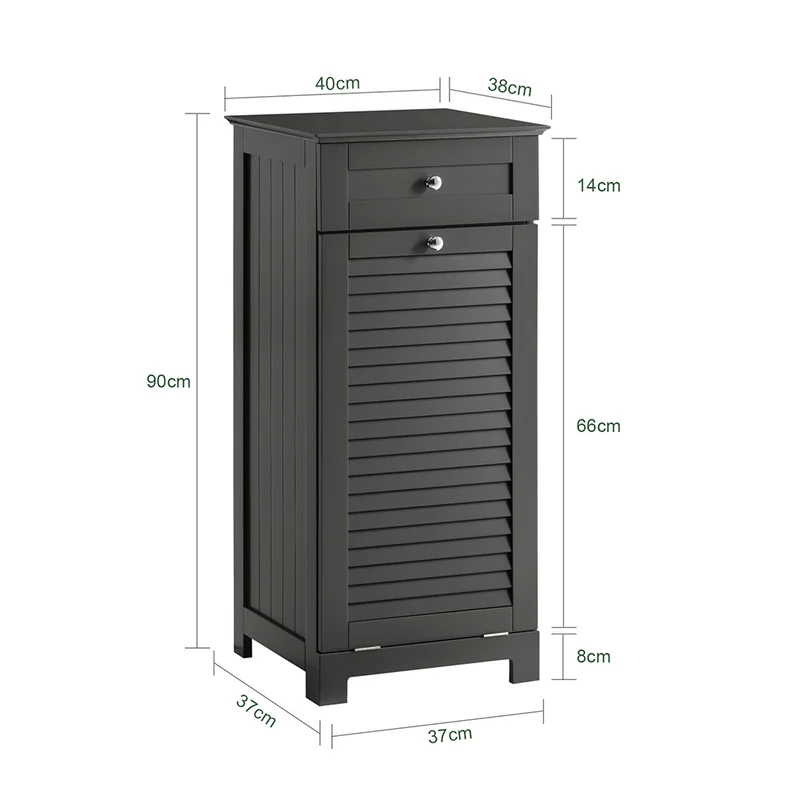 SoBuy BZR73-DG Meuble Bas de Salle de Bain Corbeille à Linge Armoire Toilette Meuble de Rangement avec 1 Tiroir et 1 Panier à Linge