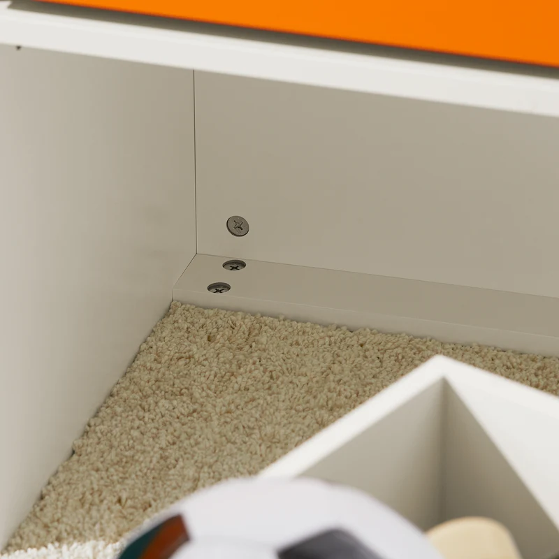 SoBuy KMB73-W Coffre à Jouets pour Enfant à Roulettes, Boîte de Rangement, Bac de Rangement avec 1 Tiroir
