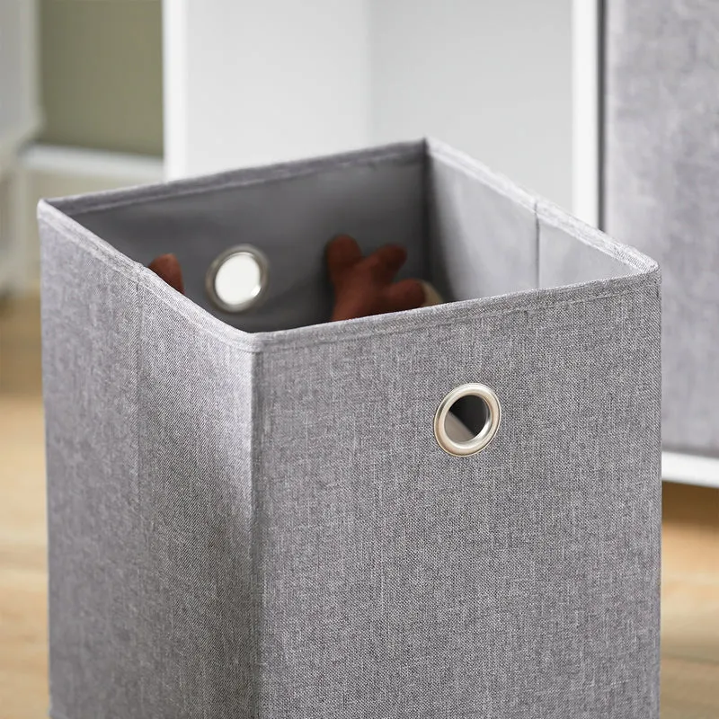 SoBuy KMB61-HG Étagère pour Enfants avec 3 Compartiments et 3 Boîtes en Tissu Amovible, Étagère pour Chambre d'enfant avec roulettes