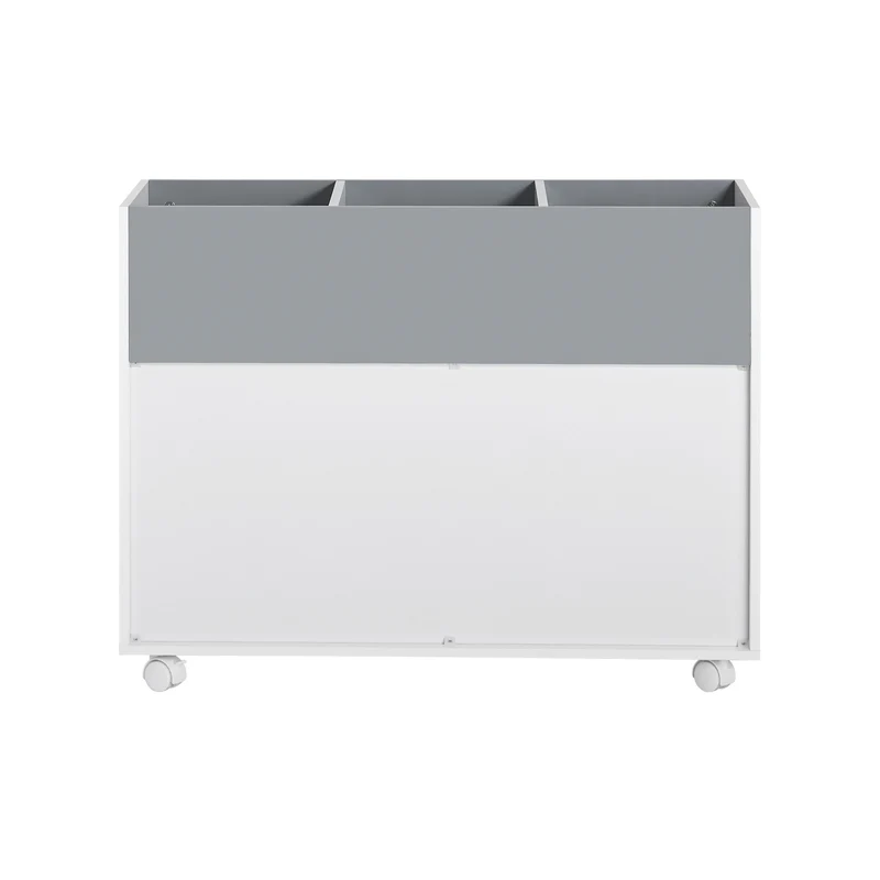 SoBuy KMB61-HG Étagère pour Enfants avec 3 Compartiments et 3 Boîtes en Tissu Amovible, Étagère pour Chambre d'enfant avec roulettes