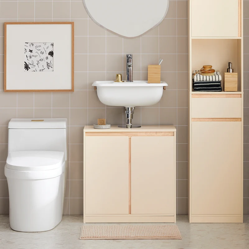 SoBuy BZR78-MI Meuble sous-Lavabo, Meuble sous Vasque, Meuble Salle de Bain avec 2 Étages et 2 Portes