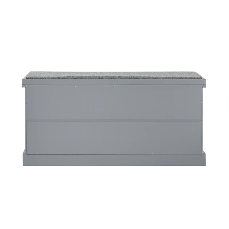 SoBuy FSR66-DG Banc de Rangement avec Coussin Rembourré, 2 Tiroirs et 2 Paniers Meuble Bas Entrée Commode à Chaussure Banquette Confortable