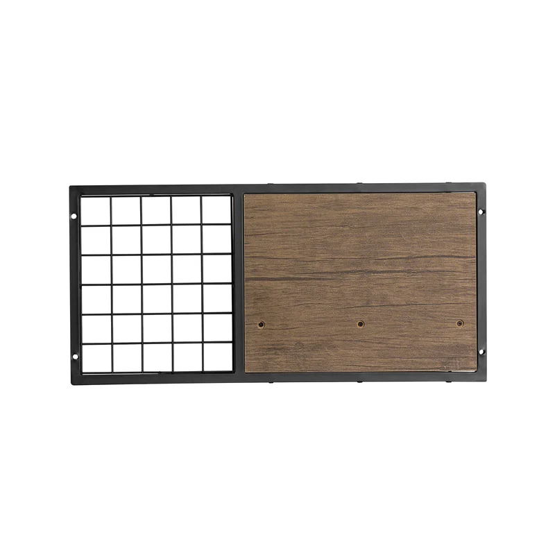 SoBuy FHK20-N Étagère Murale, Porte Manteau, Panneau Mural en Grille, avec Tableau Mémo en Feutre, 1 Tablette et 3 Crochets