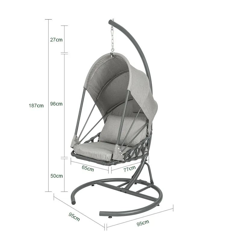 SoBuy OGS57-HG Fauteuil Suspendu Extérieur Siège Suspendu Chaise Suspendue avec Structure en Fer et Coussin d'assise Moelleux