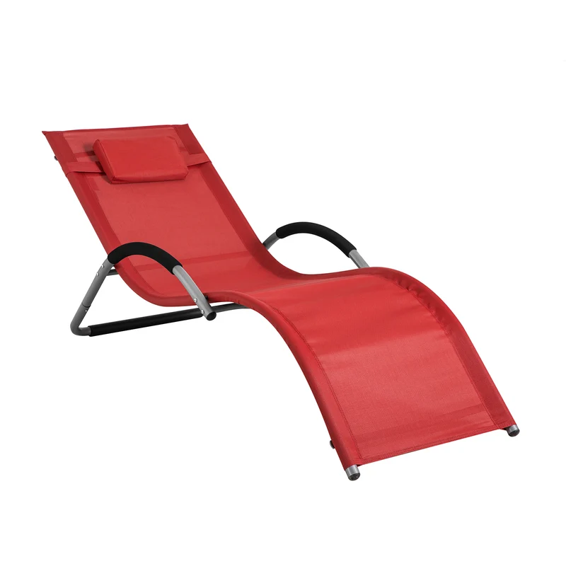 SoBuy OGS38-R Chaise Longue Transat de Jardin Bascule avec Appui-tête