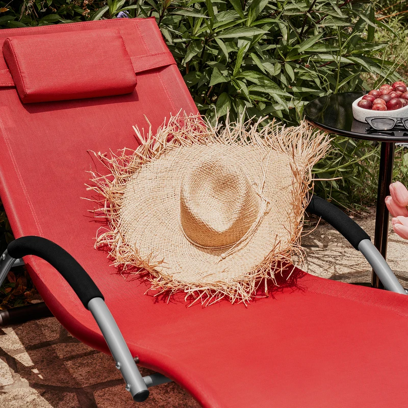 SoBuy OGS38-R Chaise Longue Transat de Jardin Bascule avec Appui-tête