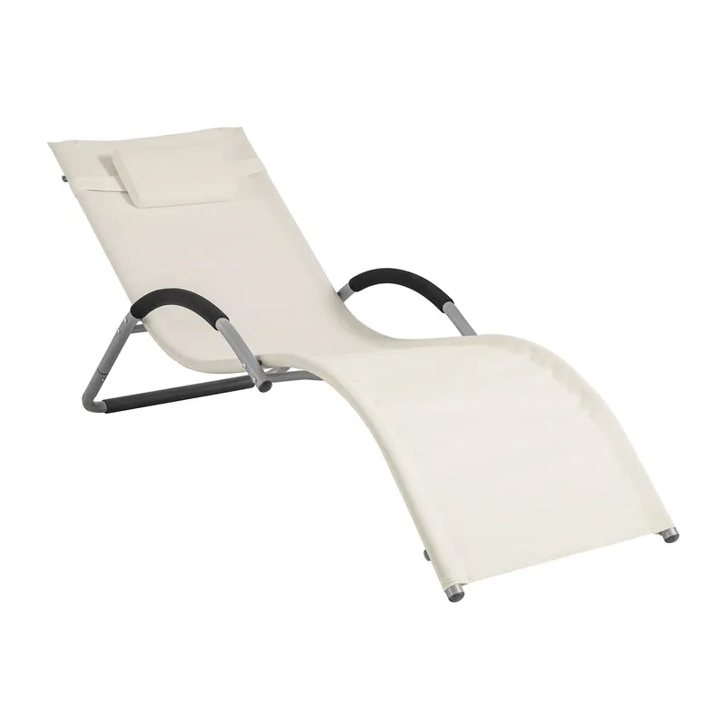 SoBuy OGS38-W Chaise Longue Transat de Jardin Bascule avec Appui-tête