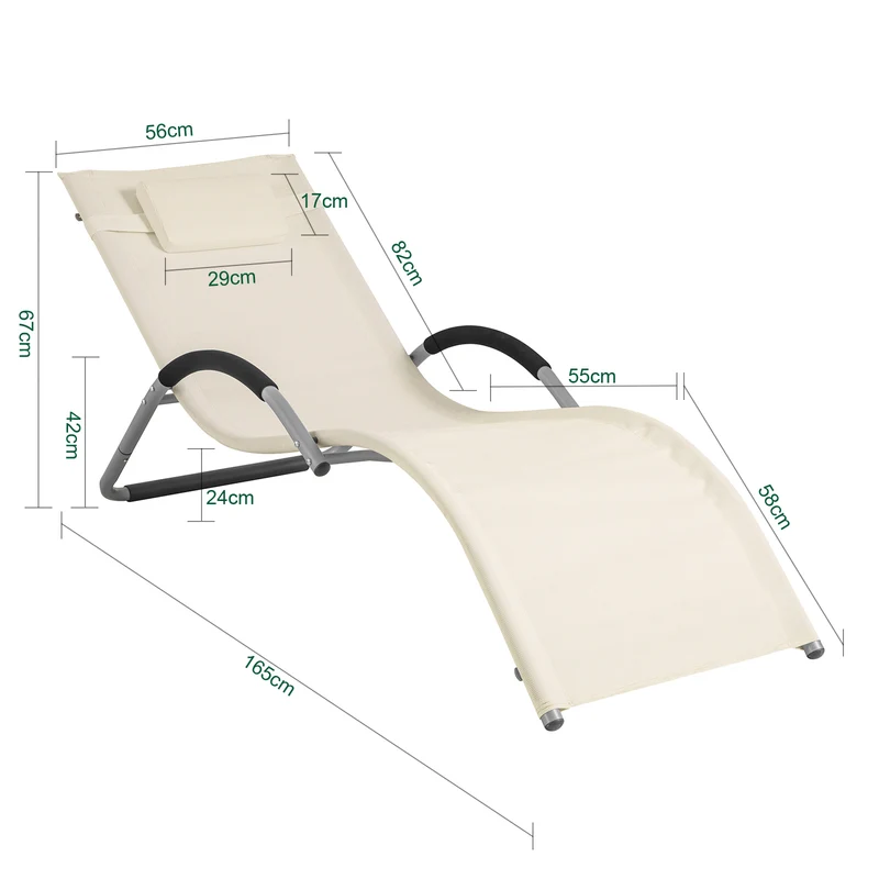SoBuy OGS38-W Chaise Longue Transat de Jardin Bascule avec Appui-tête