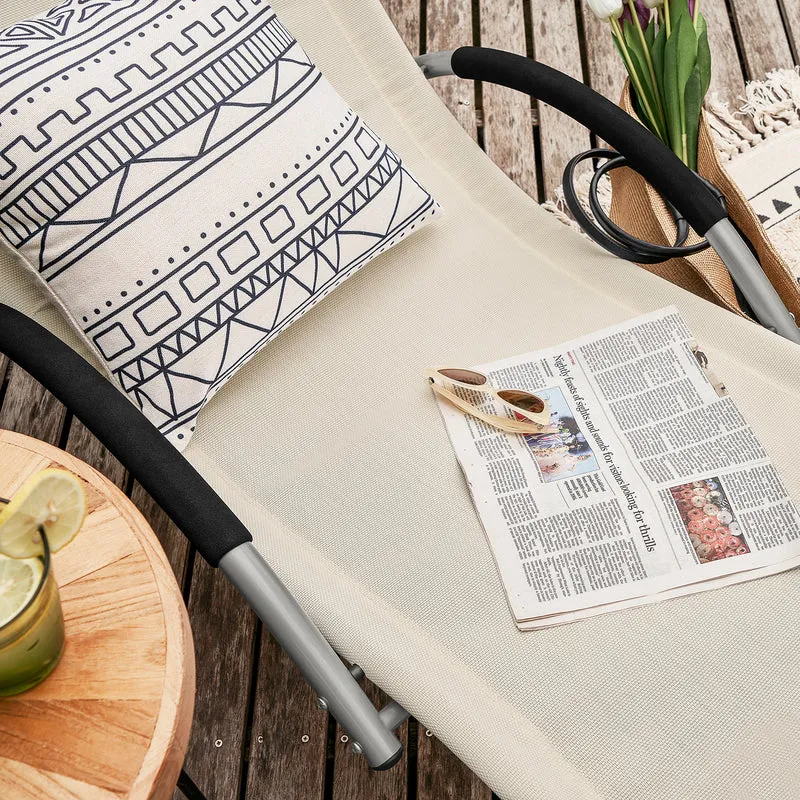 SoBuy OGS38-W Chaise Longue Transat de Jardin Bascule avec Appui-tête