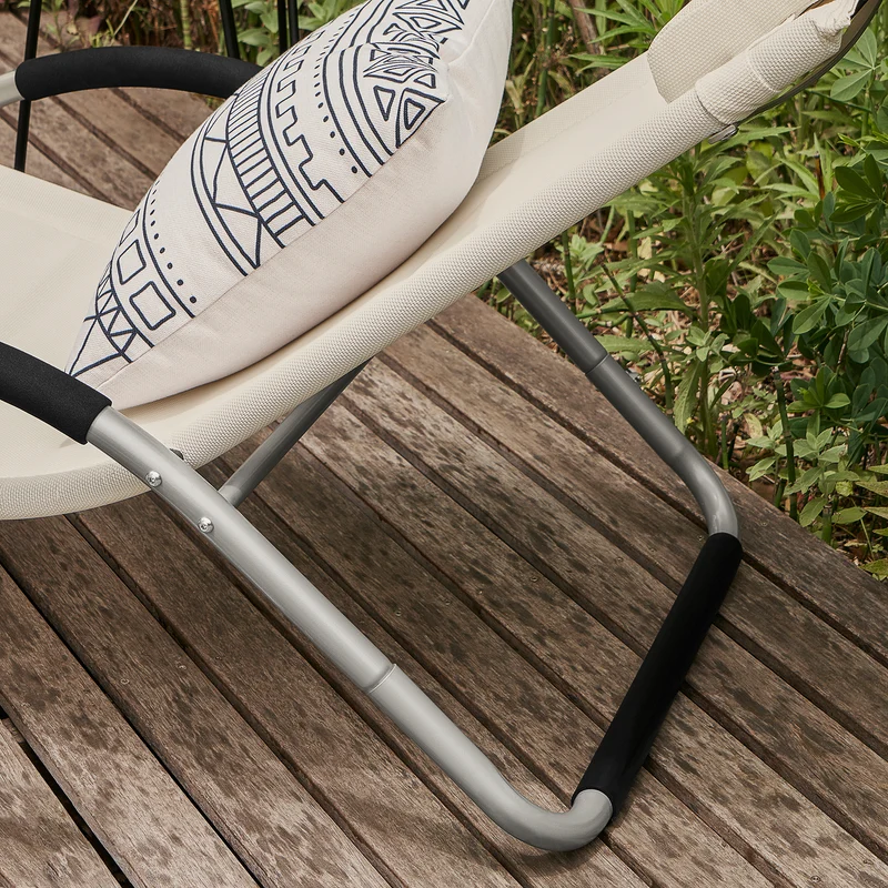 SoBuy OGS38-W Chaise Longue Transat de Jardin Bascule avec Appui-tête